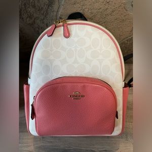 Brand New Coach Court Backpack Coral and Cream